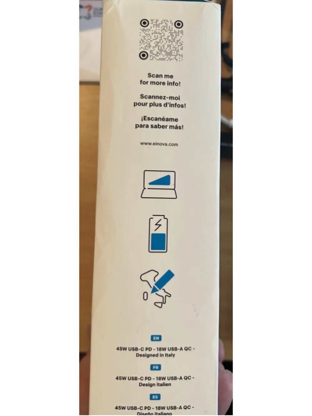 Einova Laptop Power Bank 20,000 mAh 3 USB Ports LCD Display